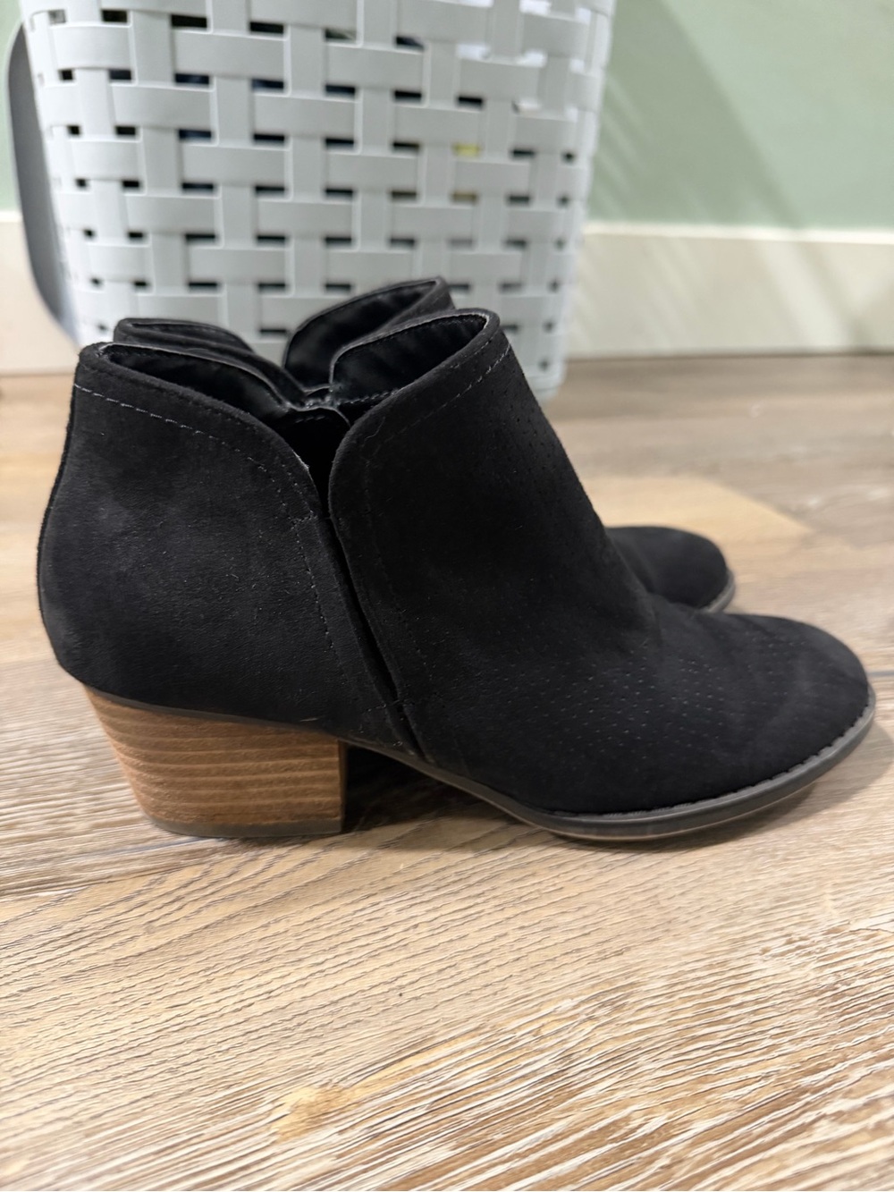 Life Stride Black Suede Low Heel Ankle Booties